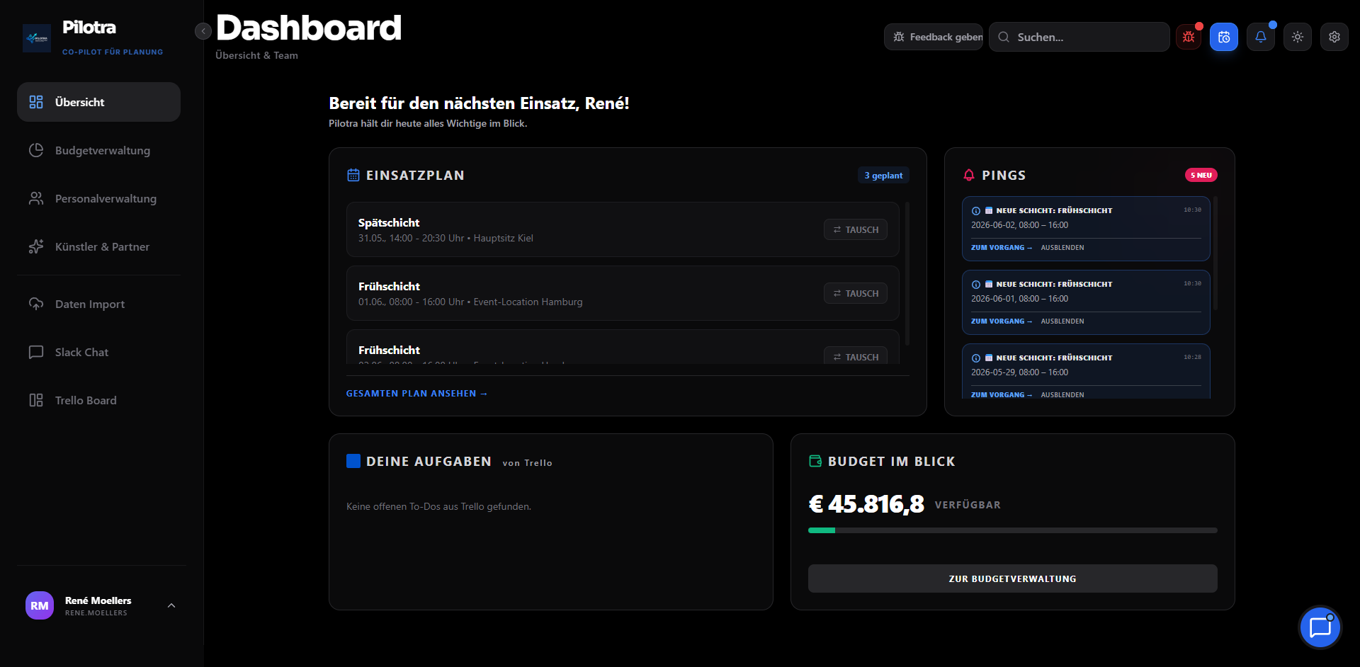 Pilotra Dashboard